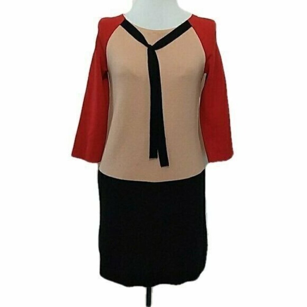 Moschino Cheap and Chic Dress Womens 4 Color Block Sweater Virgin Wool Italy